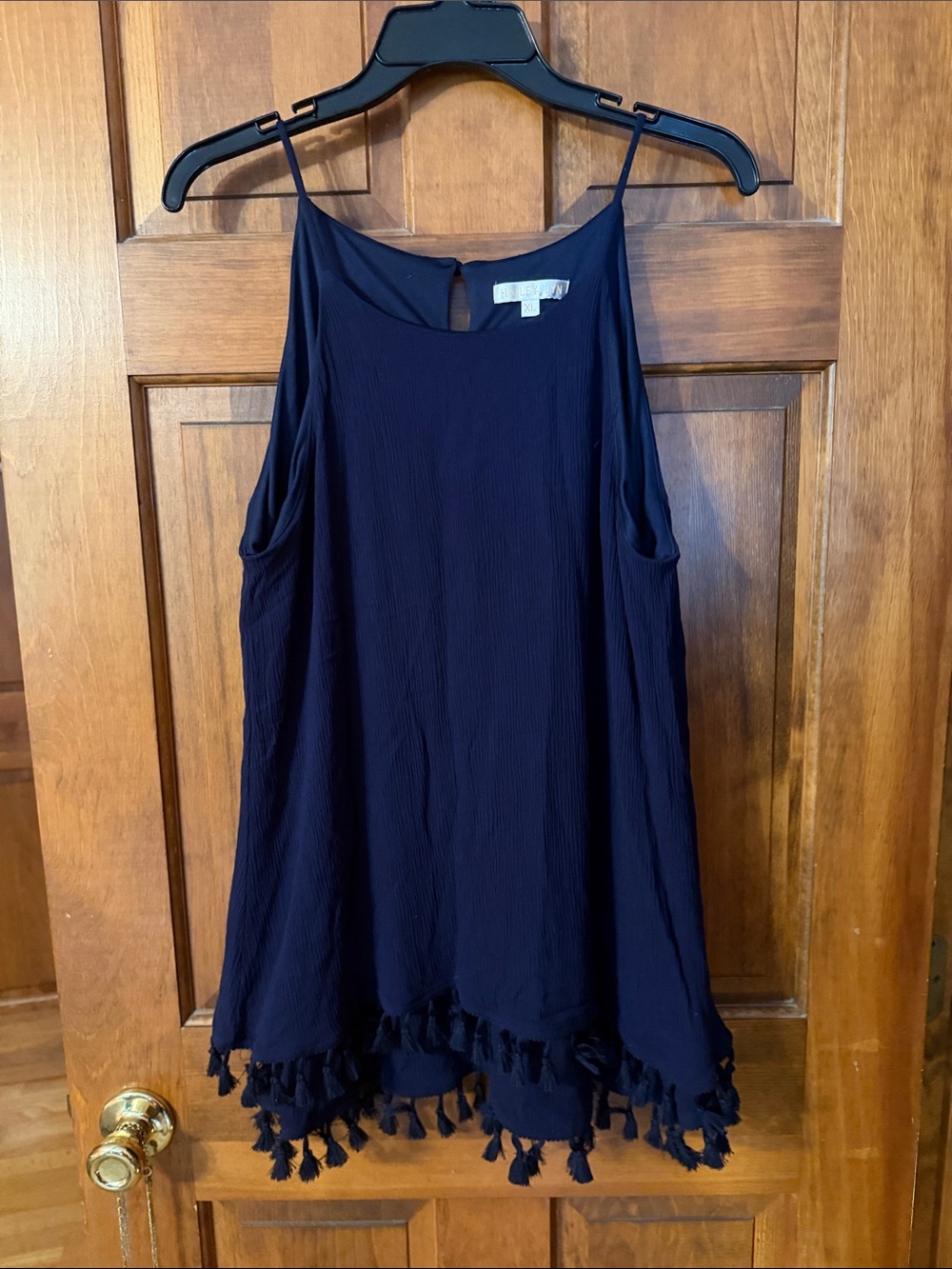 Women's Navy Tassel-Hem Spaghetti-Strap Camisole